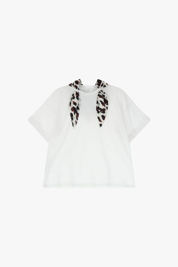 MAGLIETTA A MANICHE CORTE CON FOULARD - immagine 4