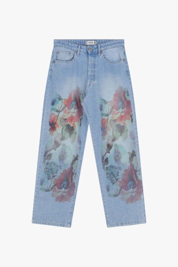 JEANS DRITTI A STAMPA FLOREALE - immagine 4
