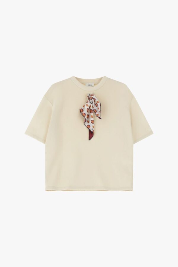 T-SHIRT MANICHE CORTE CON FOULARD - immagine 4